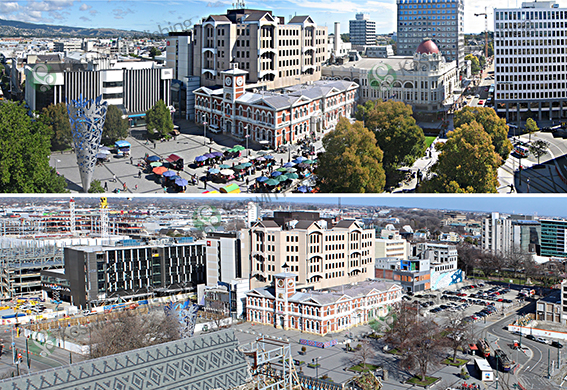 Christchurch's Cathedral Square Then and Now